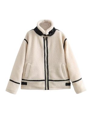 Damen Herbst und Winter Persönlichkeit verdickte Jacke Biker Wind Langarm Tops