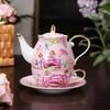 Creative Bone China Flower Tea Cup Pot One Person Set High Value Ceramic Tea Pot Cup Saucer Tea Pot For Noble Gifts