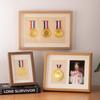 Wooden Honor Medal Display Photo Frame Medal Dust-Proof Display Case for Sports Military Medal Display Picture Frame