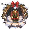 Christmas Glass Decor Vintage Steam Train Static Window Sticker, 3D Broken Wall Effect Festive Film No-Adhesive Decal for Xmas Home Cafe Shop Holiday