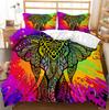 Duvet Cover Set Gray Bohemian Elephant Print Bedding Set Soft Comfortable Duvet Cover For Bedroom Guest Room