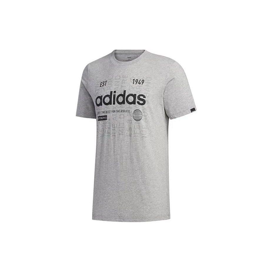 Adidas T Shirts Men's Gray Crew Neck Moderate Straight Fit FM6283