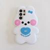 Sweet Kawaii 3D Pink White Bow Bunny Phone Case for SamSung Galaxy S26 Ultra S25 S23 A57 A56 Silicone Cute Rabbit Protect Cover