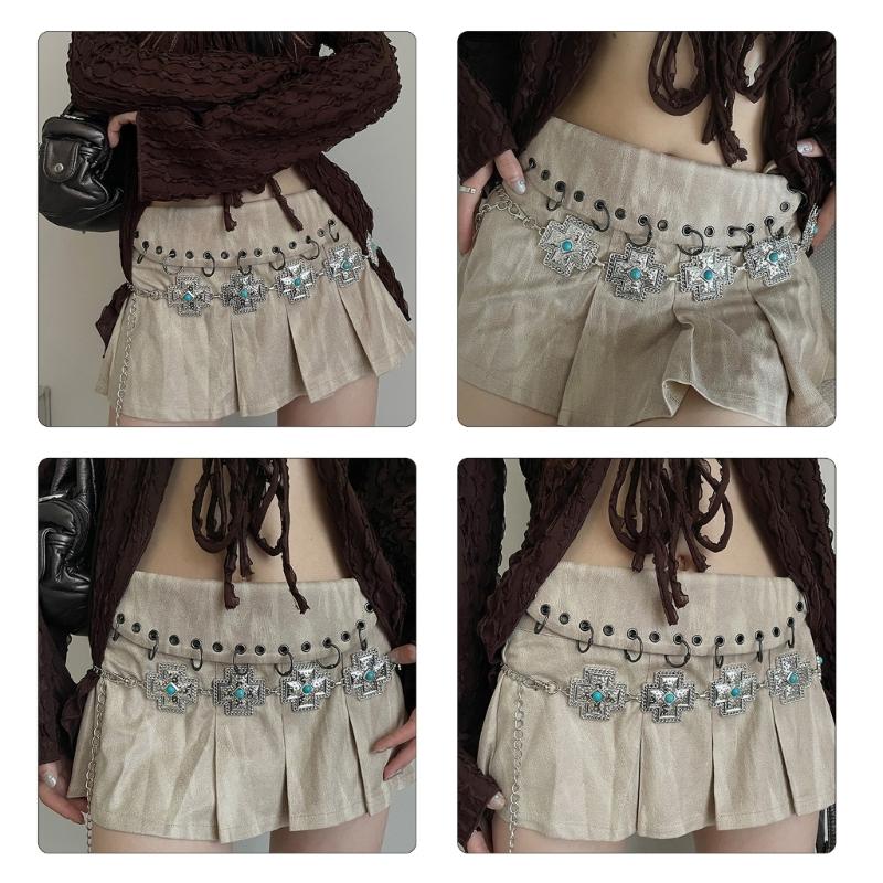 Waist Belt Hot Girl Sexy Metallic Crosses Adjustable Body Chain for Dress Stage