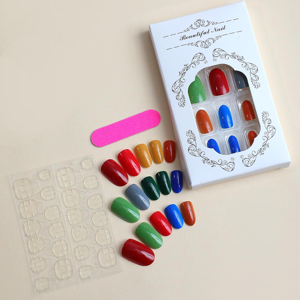 

Ballerina Style Wearable Removable Nail Tips - Solid Color Color Block Nail Patches