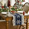 Checkered Snowflake Christmas Table Runner, Seasonal Winter Kitchen Table Decoration, Suitable For Home Party Decoration