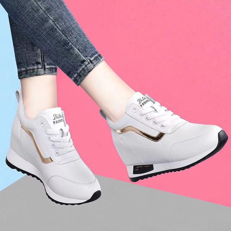 Women's Trendy 2024 Sporty Casual Height-Boosting Korean Style Leather Shoes