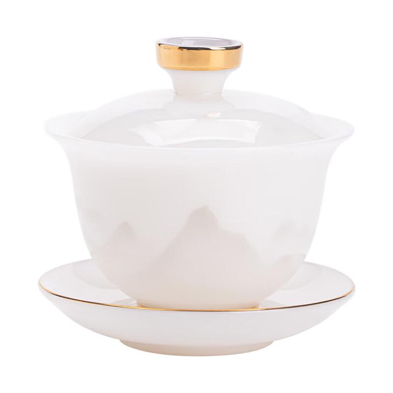 SUSHI CERAMICS Light Ink Autumn Mountain Ice Jade Porcelain Gaiwan