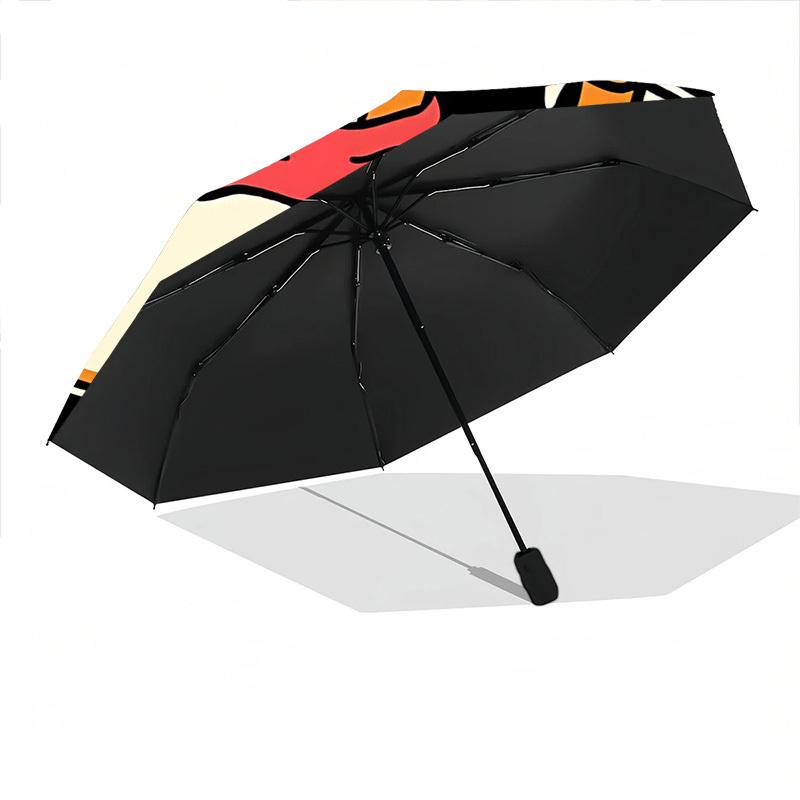 1 st Tijger Gezicht Avontuur Auto Open/sluit, 8-Ribs IJzeren Frame, Compact Opvouwbare Leuke Paraplu All-Season Draagbare Paraplu voor Reizen 040