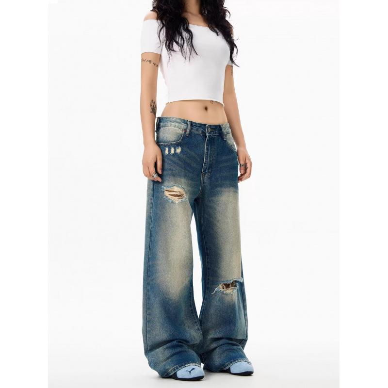 

JYL Men s Cargo Pants American Vintage Camo Casual Loose Cropped Summer Denim Pants 2XL бездна