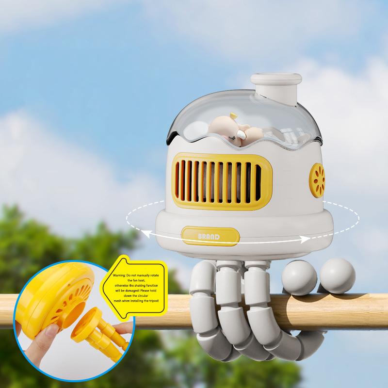 Baby 3 Speeds Stroller Mini Fan With Light Portable Usb Charging Fan Mobile Phone Holder Stroller Accessories Baby Newborn Items