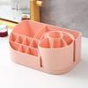 Rotating Cosmetic Organizer with Compartments for Brushes, Pens, and Lipsticks