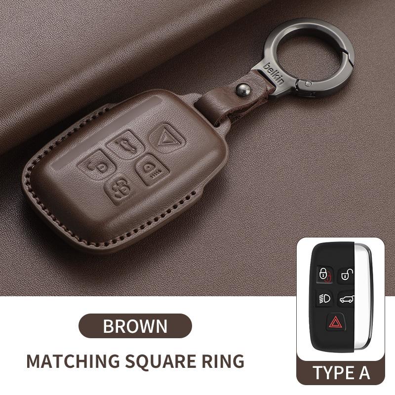 Leather Car Remote Key Case For Land Rover Range Rover Sport Evoque Freelander Velar Discovery 4 Auto Key Shell Fob Keychain For Land Rover