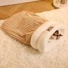Cat Sleeping Bag Winter Warm Soft Plush Cat Nest Semi-Enclosed Sleeping Basket Home Cat and Dog Comfortable Bed Accessories