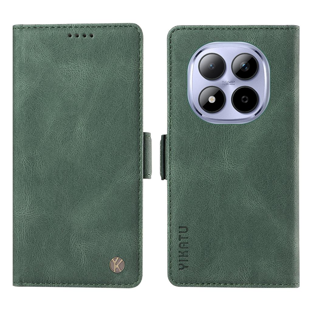 Pro Xiaomi Redmi Note 15 Pro 5G (Globální) Kožené pouzdro YIKATU YK-005 s povrchem na dotek, peněženkové pouzdro na telefon