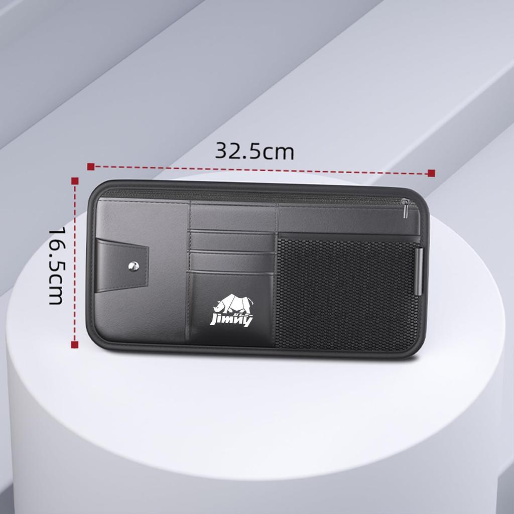 XIBUSANA Car Sun Visor Card Holder with Glasses Fits and Includes Dividers for Parking and Easy Black File, Jimny, Wear-Resistant, Durable, Tickets,