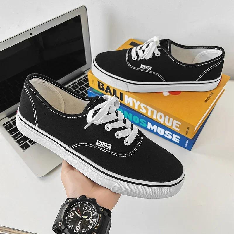 Men's  Lace Up Vulcanize Shoes Tennis Footwear Casual Flats Canvas Sneakers Women Shoes Outdoor Solid Color Shallow Sports Shoes