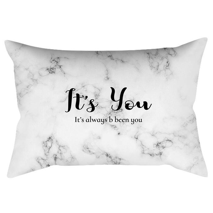 Black and white simple marble pattern printed waist pillowcase sofa living room rectangular cushion cover