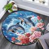Dolphins Round Area Rug,Carpet Rug for Living Room Bedroom Sofa Playroom Decor,Non-slip Floor Mat