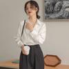 Spring Autumn Professional Formal Wear White Long-sleeved Women's Niche Temperament Lapel Shirt French Top
