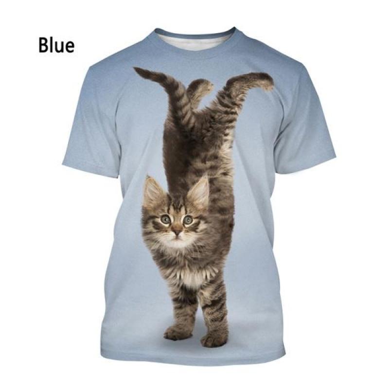 

Модная забавная милая футболка с принтом кота 3D для мужчин/женщин, креативная личность с изображением животных, интересная уличная футболка с круглым вырезом и коротким рукавом XL