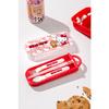 Skater Lunch Box Trio Set Chopsticks Spoon Fork Hello Kitty Ushiro Shiro Sanrio For Children Antibacterial Treatment Easy to Open Sliding Type Made in