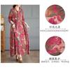 Printed Loose Belly Shading Mulle Lace Long Sleeve Hem Long Dresses