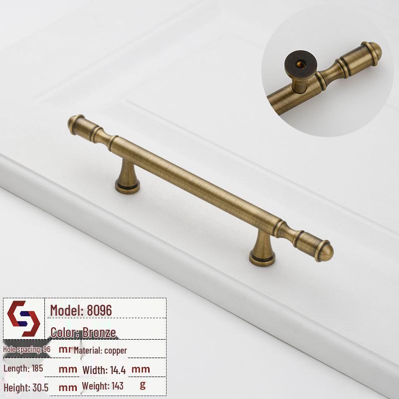 Vintage Brass Handle for Wardrobes, Cabinets, Drawers, and French Doors - Single Hole Light Luxury Style Furniture Hardware