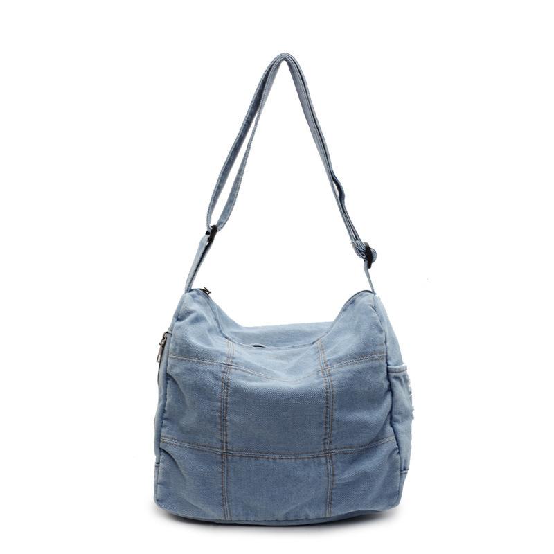 2025 new versatile women's denim messenger bag large-capacity women's tote bag student tutoring bag