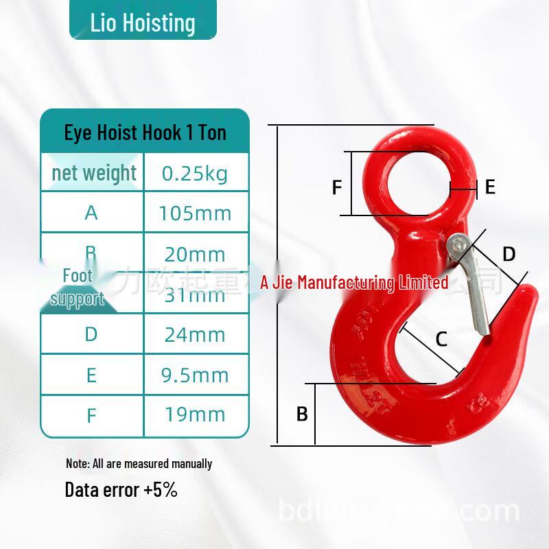 Beiyou 1-Ton Large Opening Eye Lifting Hooks (2-Pack) CN plug (adapter included)