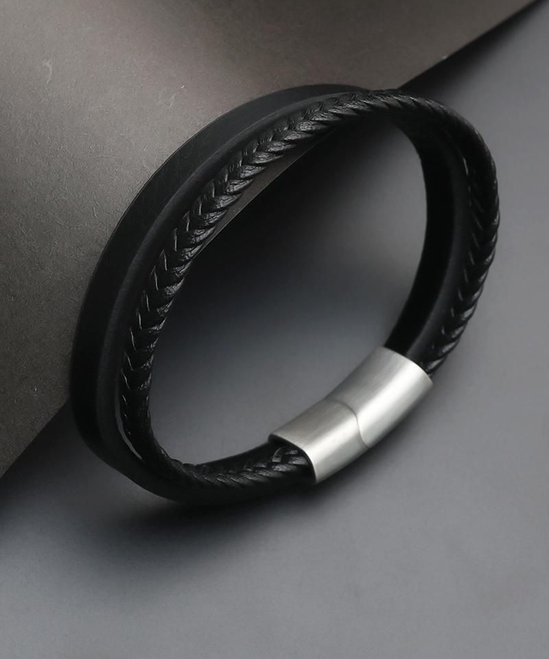 Blancier Bm258B1179 Black Layered Cowhide Men'S Bracelet