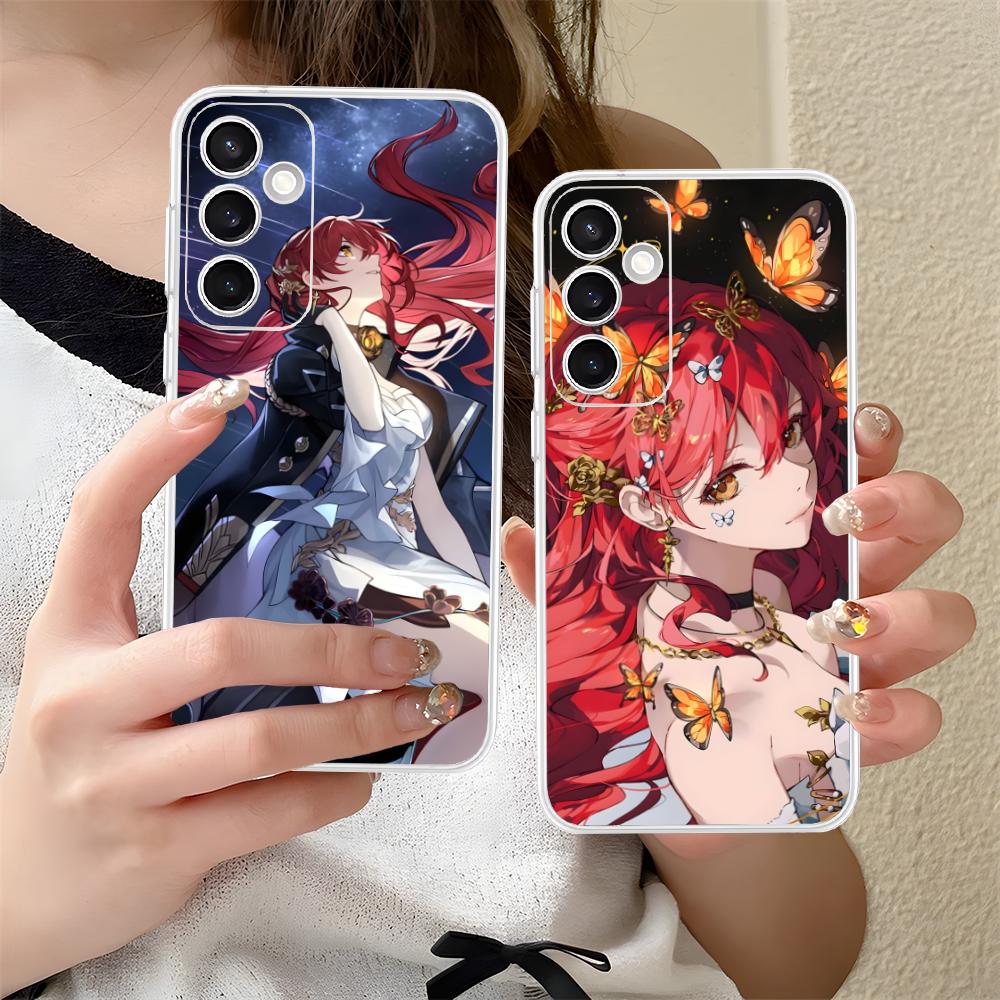 HSR Himeko Clear Mobile Phone Case for Samsung Galaxy S25 S24 S23 S22 S21Plus FE Ultra Colorful Cover