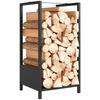 Stahl-Holzregal für Innen und Außen mit erhöhtem Sockel, 39x35x76cm, Schwarz