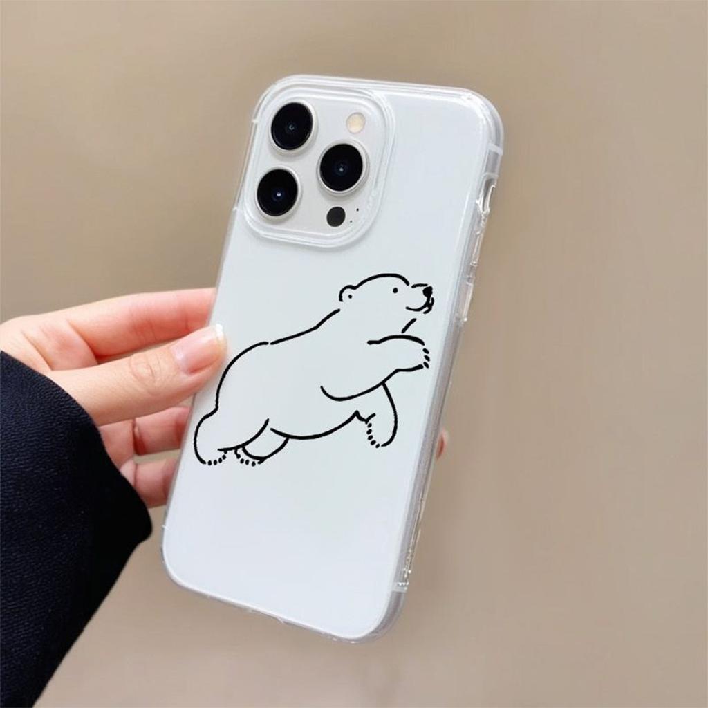 For New for Apple for IPhone Double Layer Imd Mobile Phone Case with Stand Cartoon Simple High-end Transparent Case