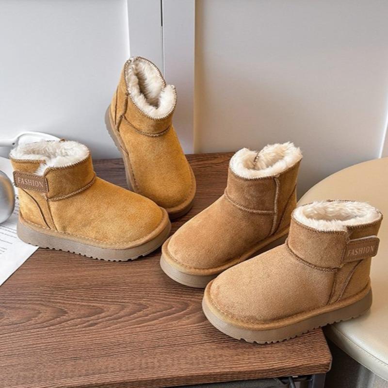 Children's Non-slip Soft-soled Snow Boots Boys' Thickened Fleece-lined Short Boots Warm and Breathable Cotton Boots