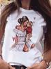 Women T Shirt Cartoon Mom Daughter Son Print Lady Tshirts Short Sleeve Tops Womens Kawaii Graphic Female Tshirt Clothe