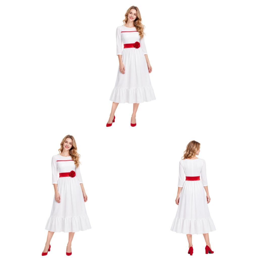 Annabelle Cosplay Costume For Halloween Ghost Doll Stage Performance In White Fabric
