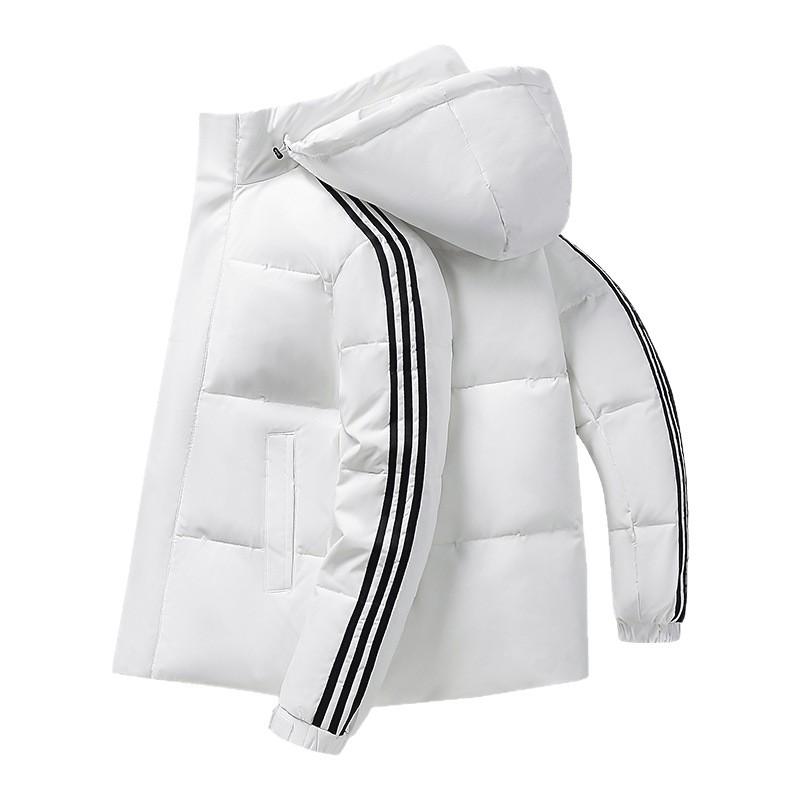 Jachetă cu glugă și puf Adidas Unisex cu Trei Benzi - Palton de Iarnă Trendy