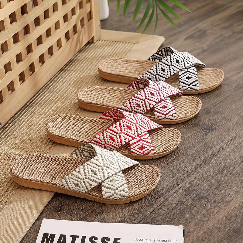 Breathable Linen Slippers with Thick Sole for Men and Women - Non-Slip, Odor Prevention, Ideal for Summer Indoors
