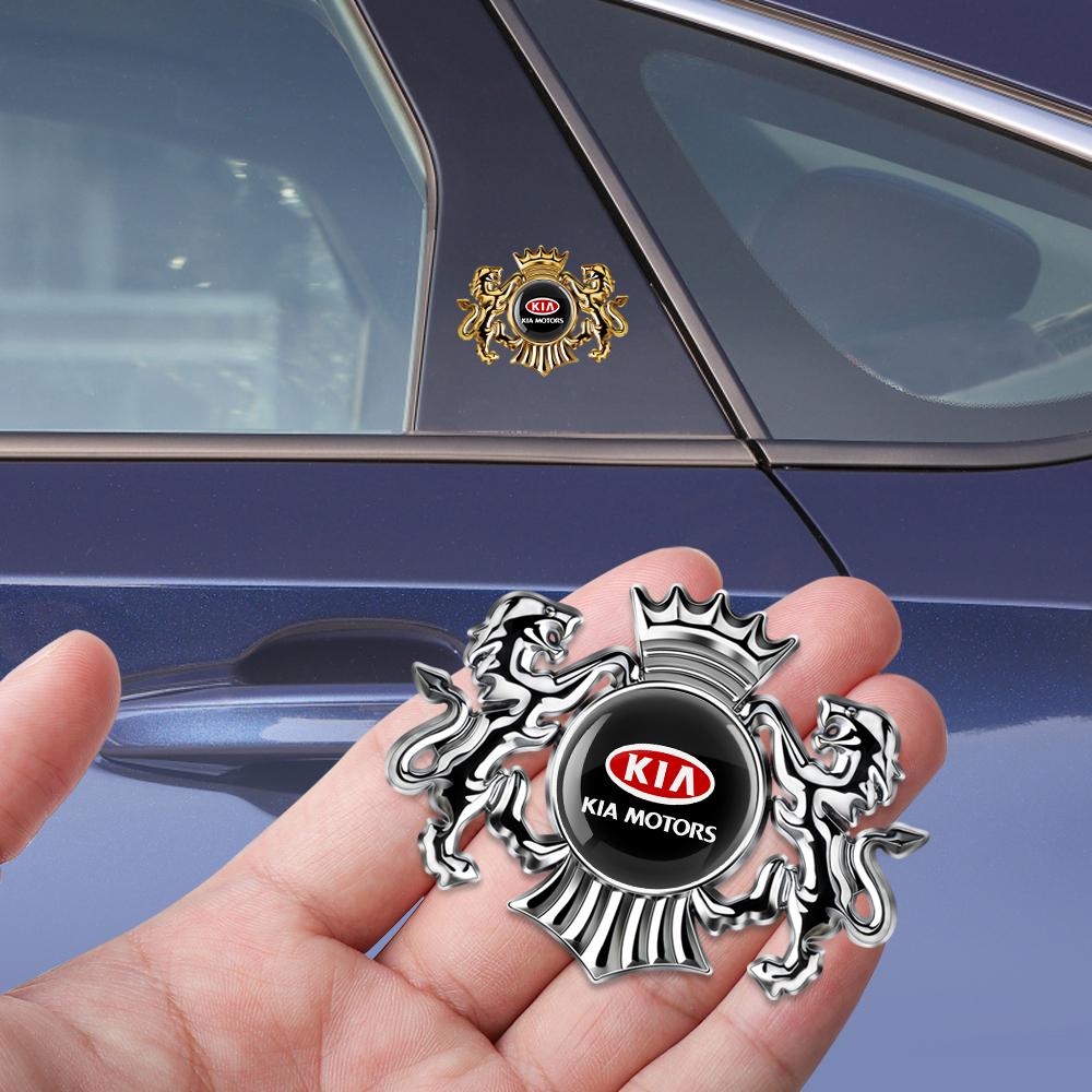 3D Metal Lion Crown Badges Car Body Window Decoration Stickers Auto Styling For KIA Sportage Rio Ceed Proceed K5 Sorento Picanto BY7