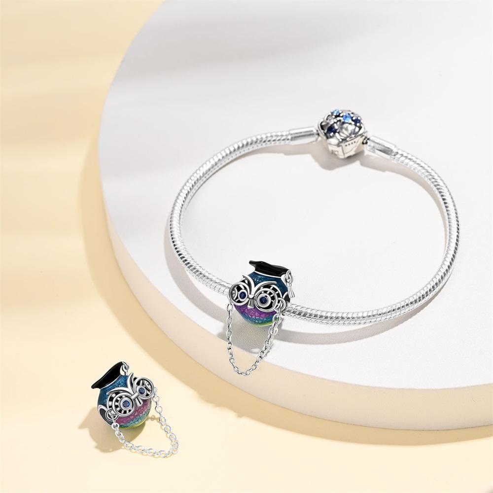 Authentic Charm Bead Charms copper Plated Owl Bachelor Beadwork Bead Charms Compatible With Bracelets Women Jewellery Making Diy Gift