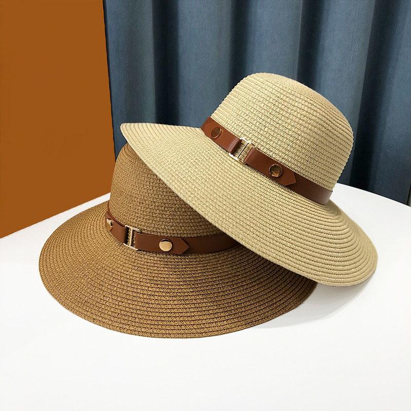 Französischer Strohhut Damen Sommer Strandurlaub UV-Schutz Sonnenhut Stroh Sonnenhut mit großer Krempe