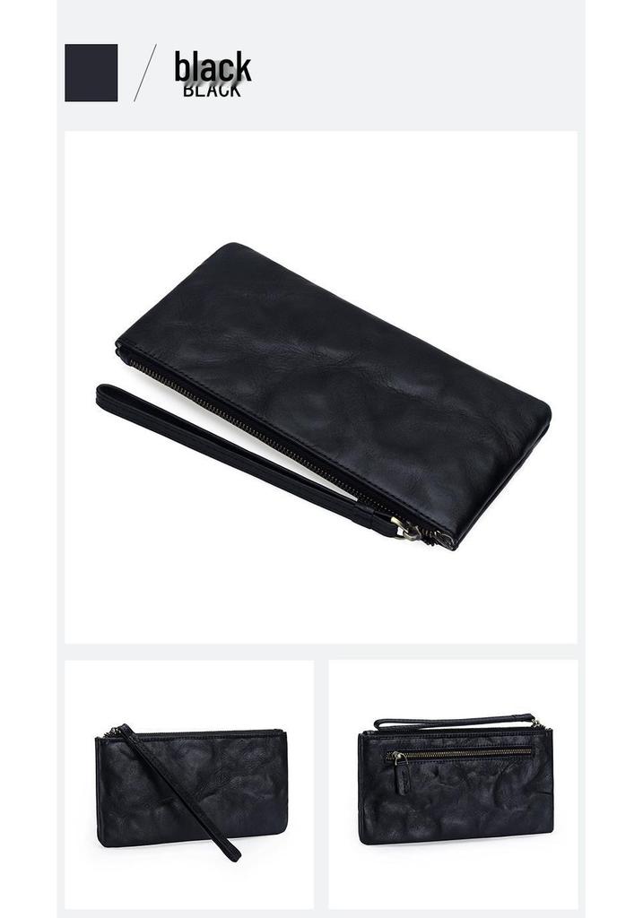 Unisex Retro Vegetable-Tanned Leather Wallet & Phone Clutch