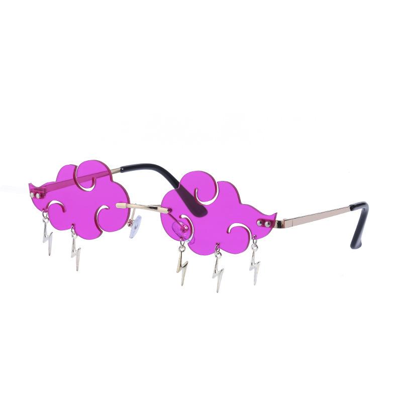 Lightning Pendent Sunglasses Funny Clouds Shaped Sunglasses Rim-Free Sunglasses 90s Disco Party Spectacles Sun Spectacles Steampunk