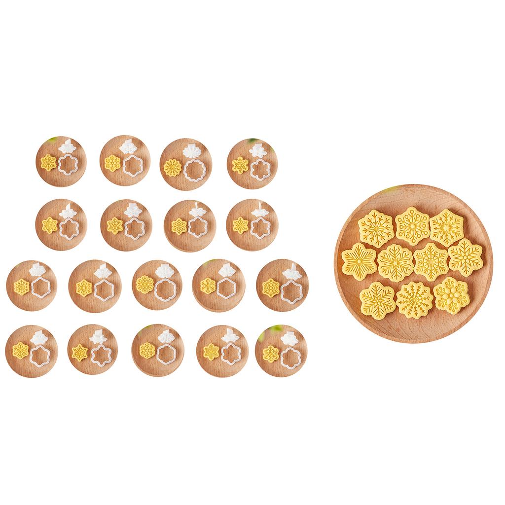 Christmas Snowflake Cookie Cutters Pressable Biscuits Mold Plastic Cookie Stamps DIY Cake Baking Tool Easy to Clean