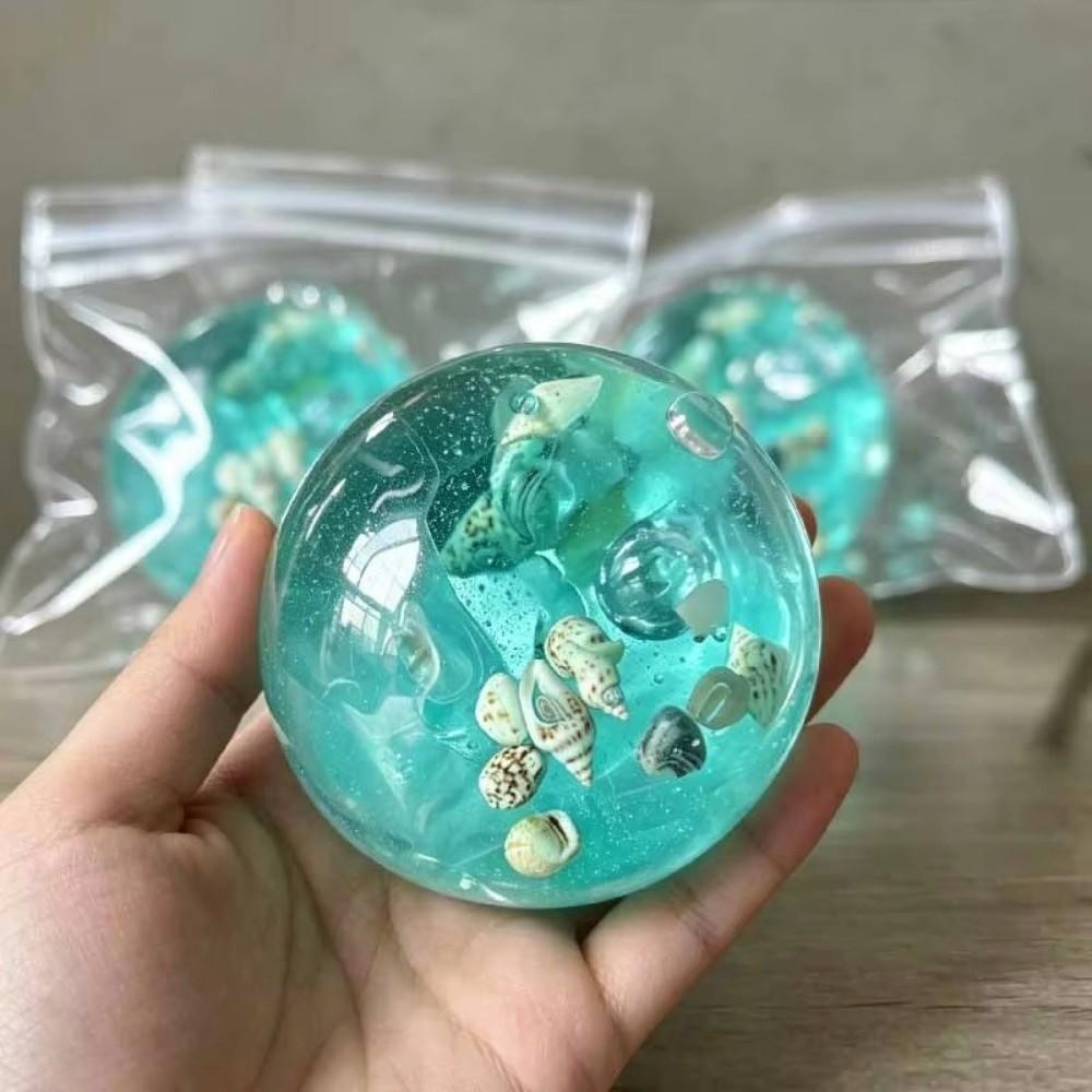 Transparent Ocean Sensory Fidget Toy Cube Shape Stress Relief Ball for Table Decoration