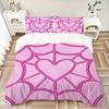 3Pcs Pink Heart Web Bedding Set Soft Fabric Duvet Cover Pillowcases Home Christmas Xmas Halloween Gift 1 Duvet Cover 2 Pillowcase G1126