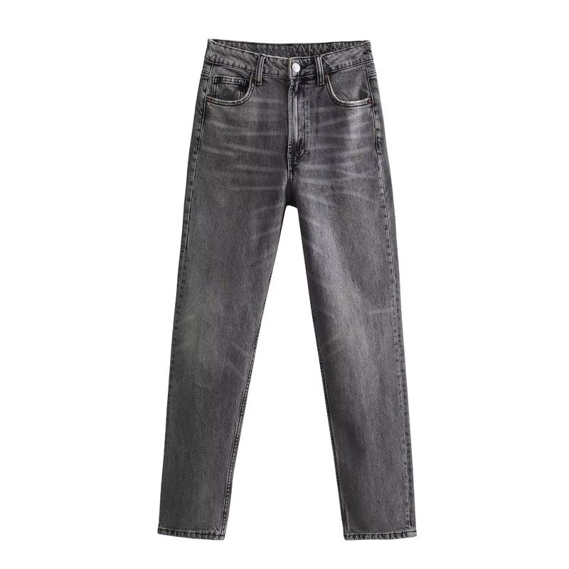 

Kaslead New Arrival Women s Clothing High Waist Loose Denim Smoke Gray XS