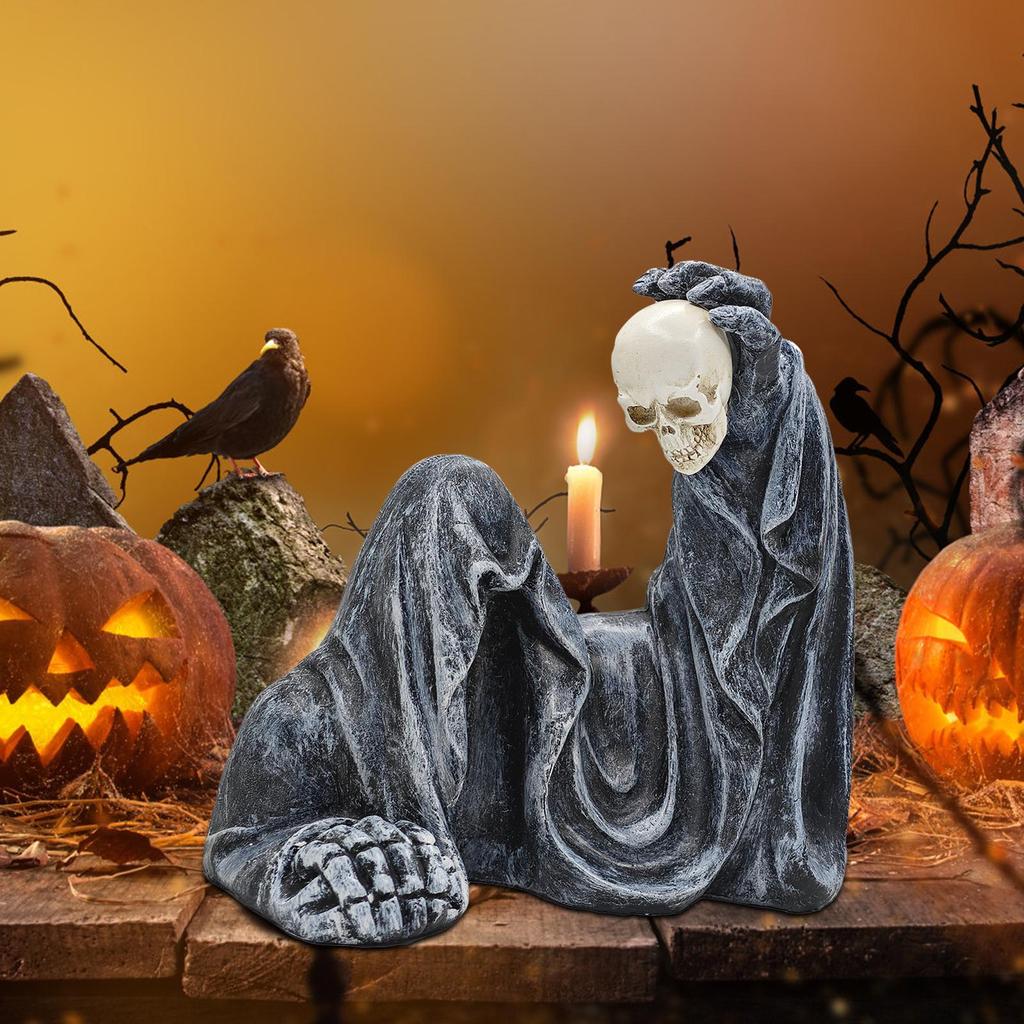 Luminous black robe ornaments Halloween Horrible Hand Statue Resin Sculpture Waterproof Gothic Decor for Home Party 30x20x15cm