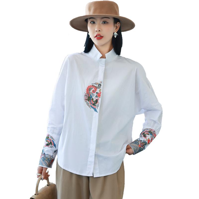 2023 Autumn Zen-Style Embroidered Loose Mid-Length Shirt